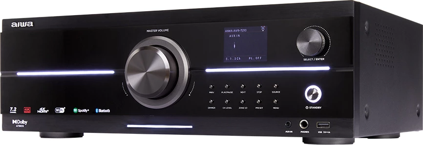 Receiver AV Aiwa AVR-7210 7.2CH Dolby Atmos 4K HDR Wi-Fi Bluetooth 5.2 AirPlay 2, i zi