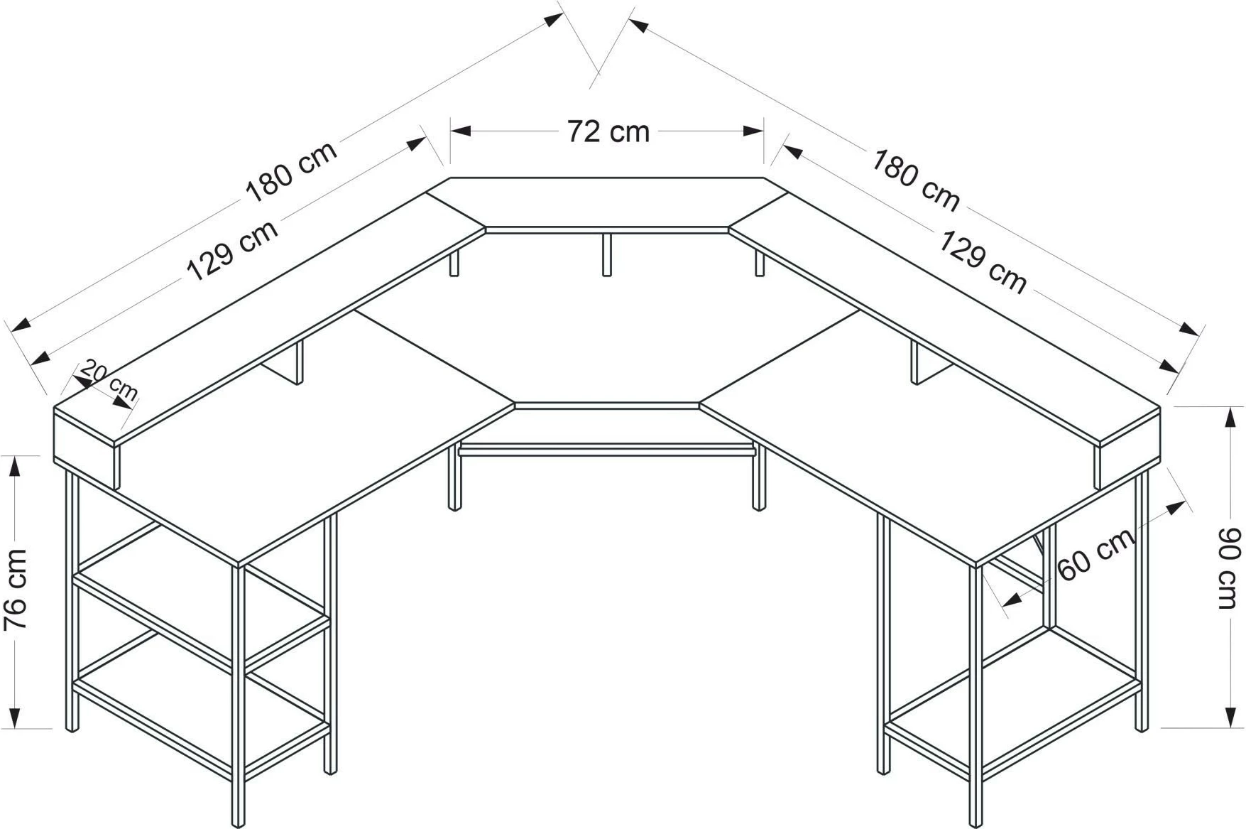 Tavolinë pune për studim, ngjyrë e zezë, Skye Decor, Power