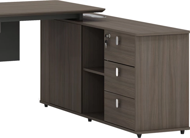 Tavolinë pune profesionale, Denith, ngjyrë qymyr-arre, 200x160x75cm