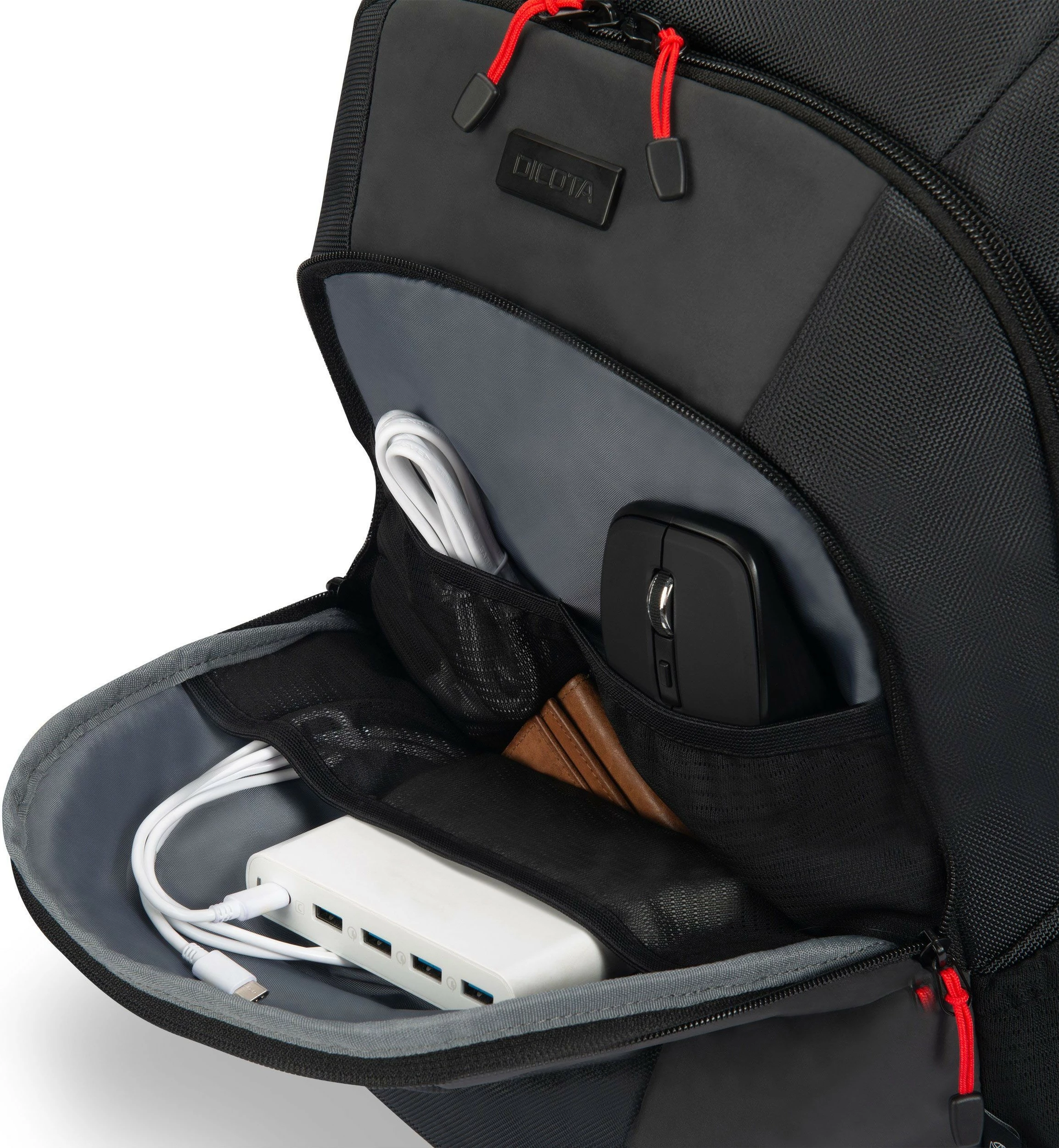 Shpinë DICOTA D32119-RPET, 16", Kasë për laptop, rPET, e zezë dhe e kuqe