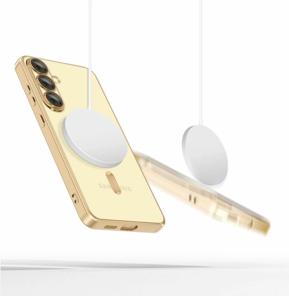 Mbështjellës Tech-Protect MagFlex për Samsung Galaxy S25+, MagSafe, Transparent Gold