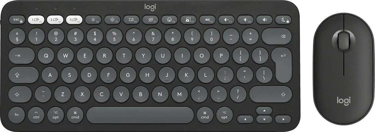 Set tastierë dhe Maus Logitech Pebble 2 Combo for Mac (K380s/M350s), Wireless RF + Bluetooth, QWERTY, Graphite