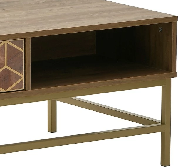 Tavolinë kafeje Brilo Inart, ngjyrë kafe-ari, 101x59x43cm