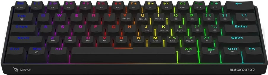 Tastierë mekanike gaming Savio BLACKOUT X2 BROWN, 60%, RGB, QWERTY UK, me kabllo