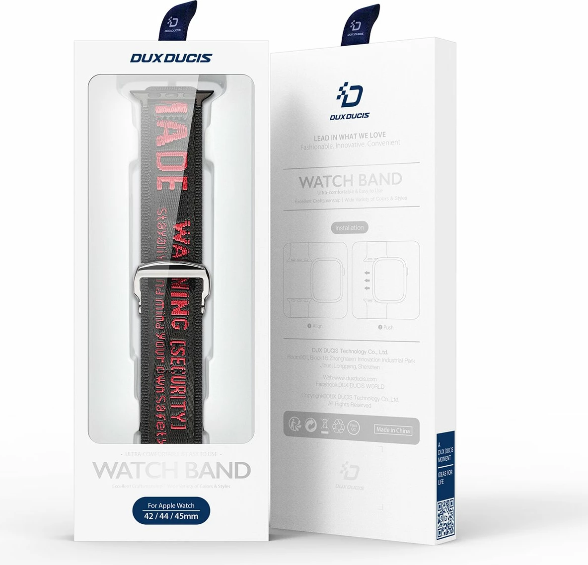 Rrip najloni për Apple Watch Dux Ducis Outdoor, 42/44/45/49mm, i zi dhe i kuq