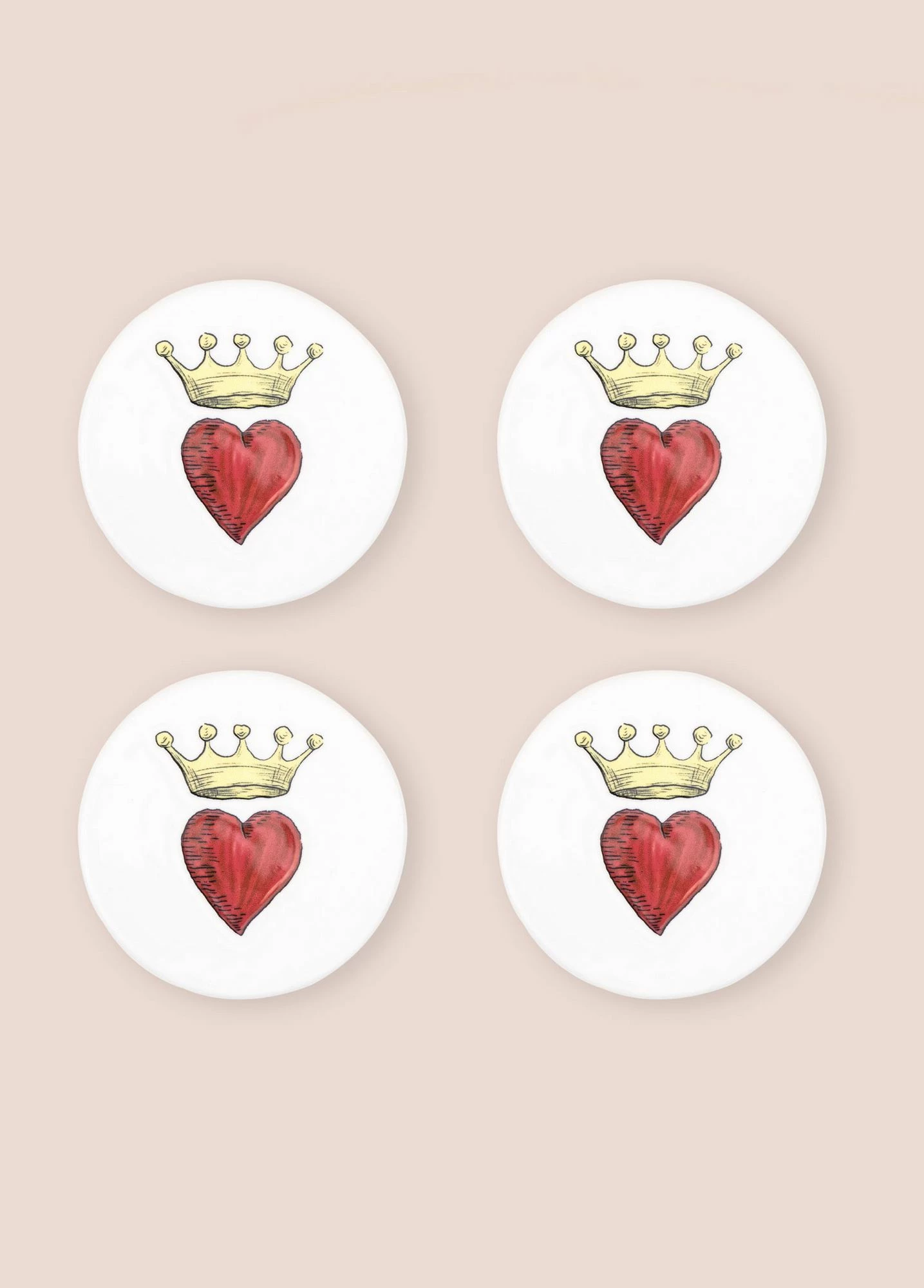 Set 4 copë nënshtrues gotash, Hermia Concept, LUV0023, ngjyrë bardhë, e kuqe, e verdhë