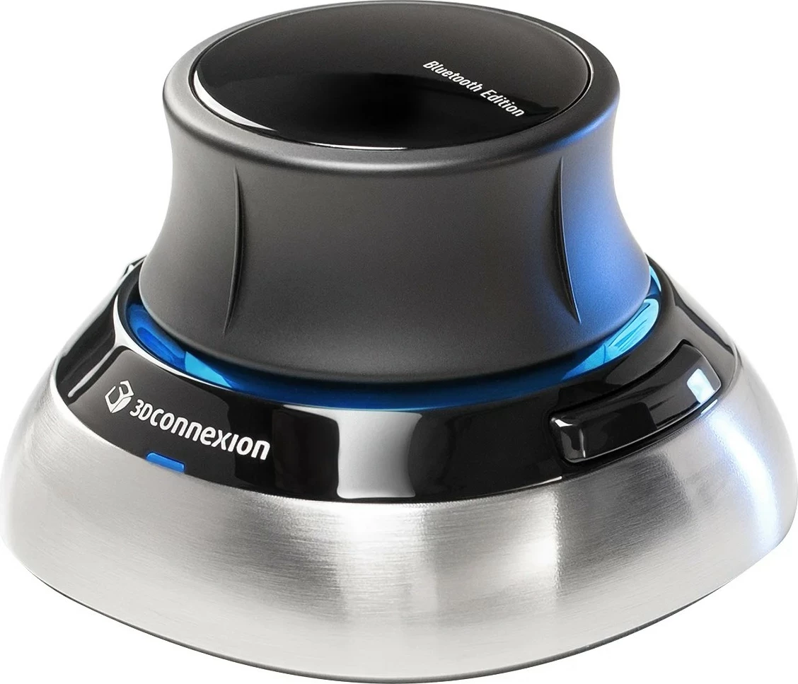 SpaceMouse 3Dconnexion, 6DoF, RF Wireless + Bluetooth + USB Type-A, Ngjyrë e zezë, blu, argjendtë