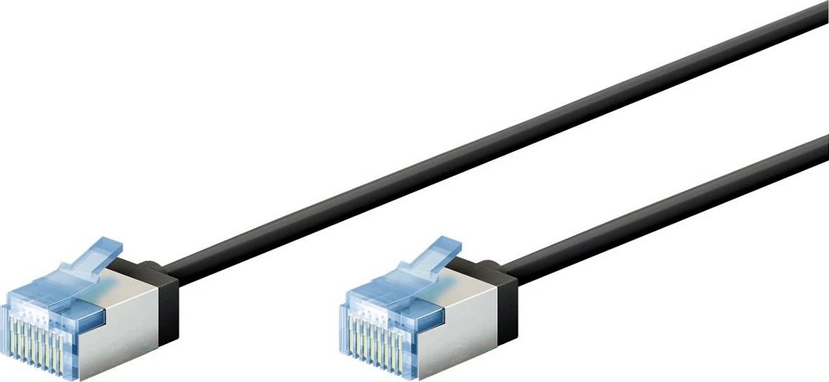Kabllo rrjeti Goobay Cat.6a slim U/FTP 0.5 m, e zezë