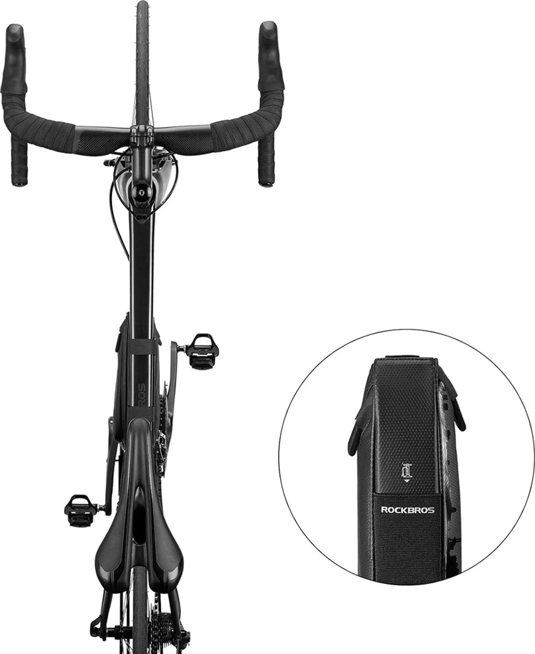 Çantë biçiklete Rockbros B39-2 për kornizë, 1.5L, e zezë