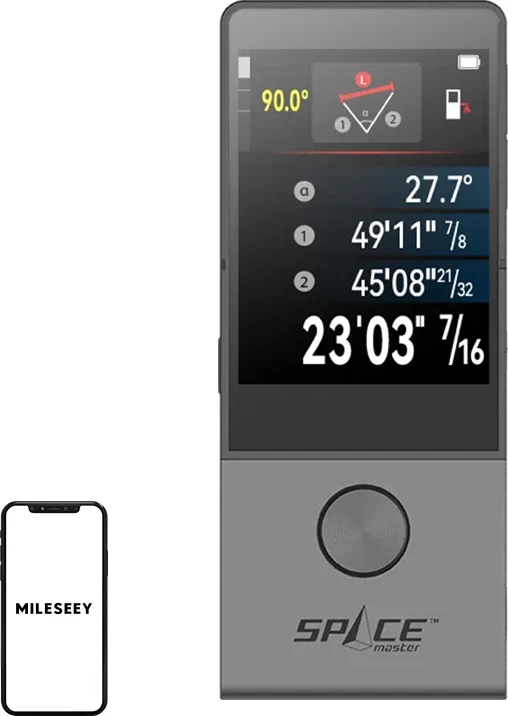 Distancometër laser Mileseey D9 Pro 100 m, ekran me prekje 2.4\" IPS, USB-C, me aplikacion, gri, set me çantë