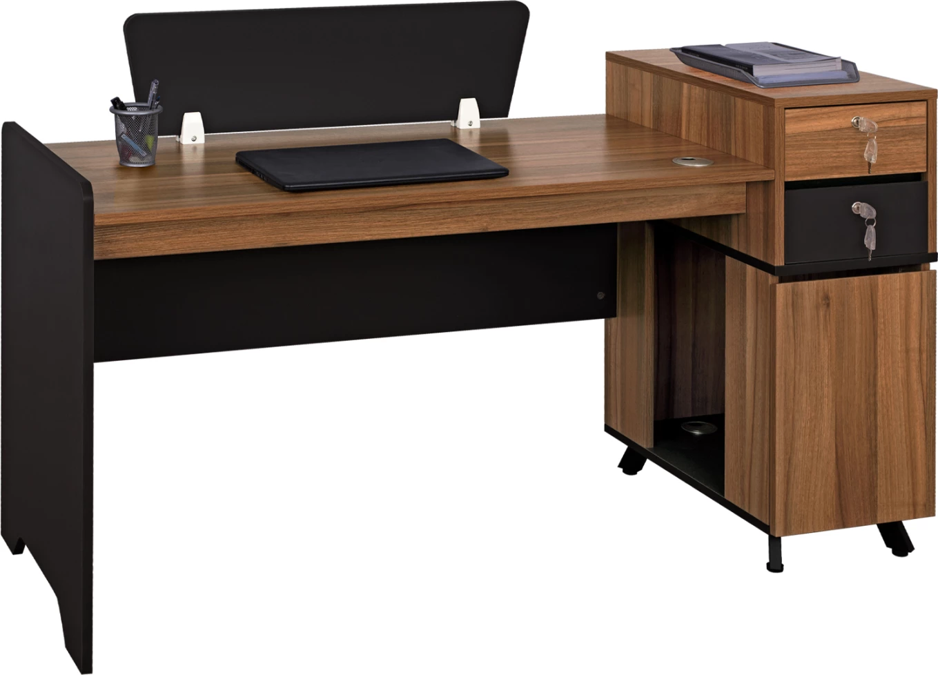 Zyrë profesionale melamine FH2351 natyrale-gri e errët 150x60x88cm