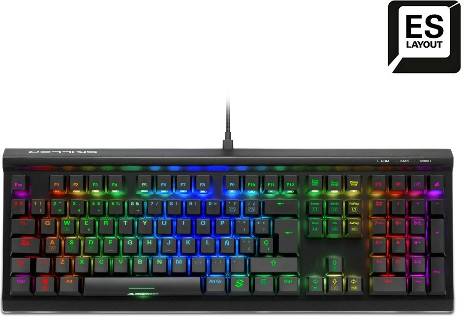 Tastierë mekanike Sharkoon SKILLER SGK60, Kailh Box Red, RGB, ES layout, e zezë