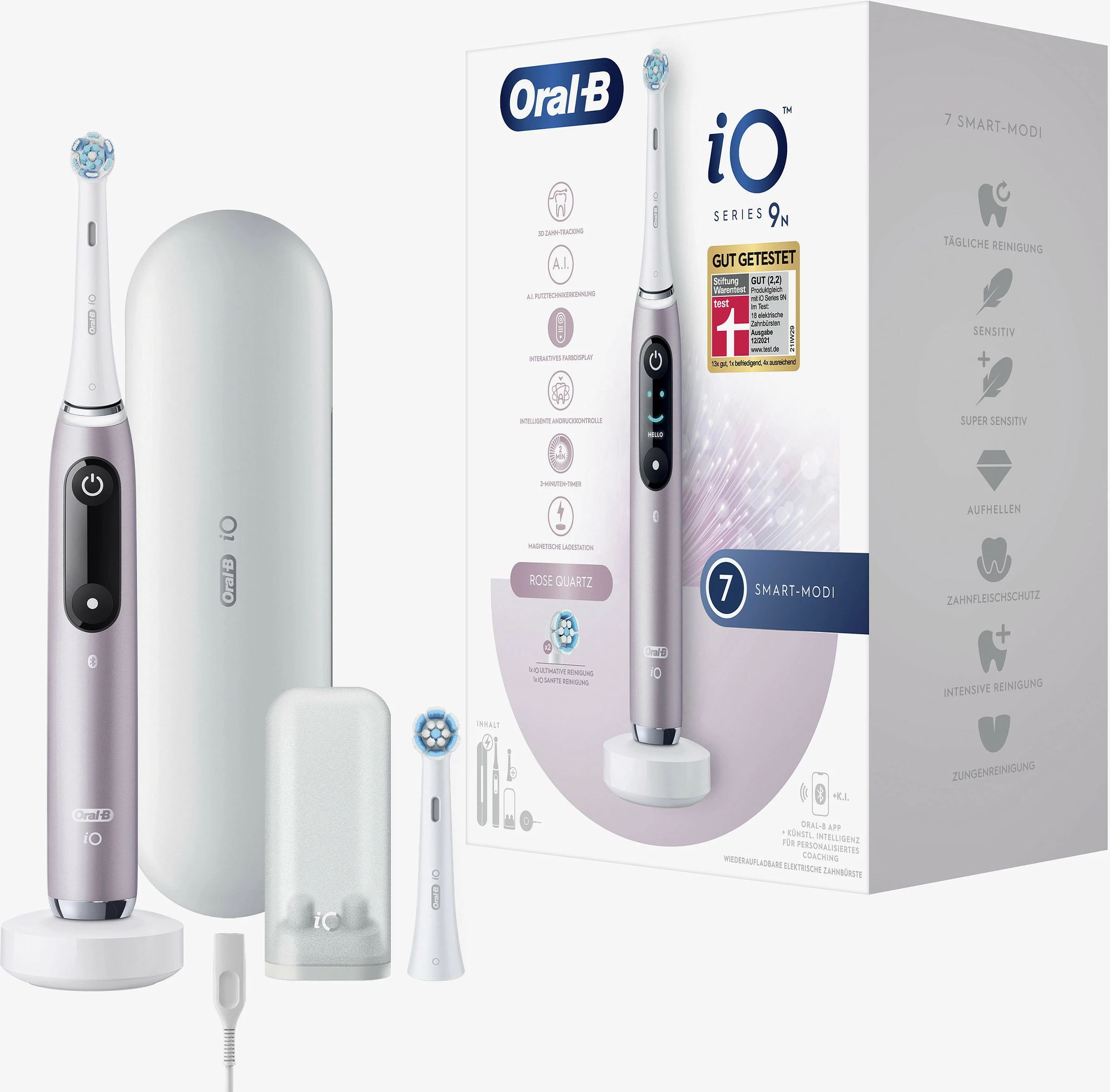 Furçë dhëmbësh elektrike Oral-B iO Series 9n, 6 mënyra, Bluetooth, me kuti udhëtimi, rozë