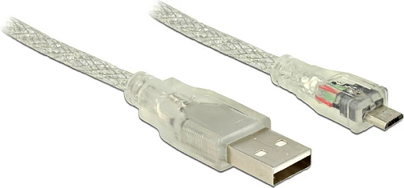 Kabllo USB DeLOCK USB-A në Micro-USB B, 0.5 m, USB 2.0, transparente