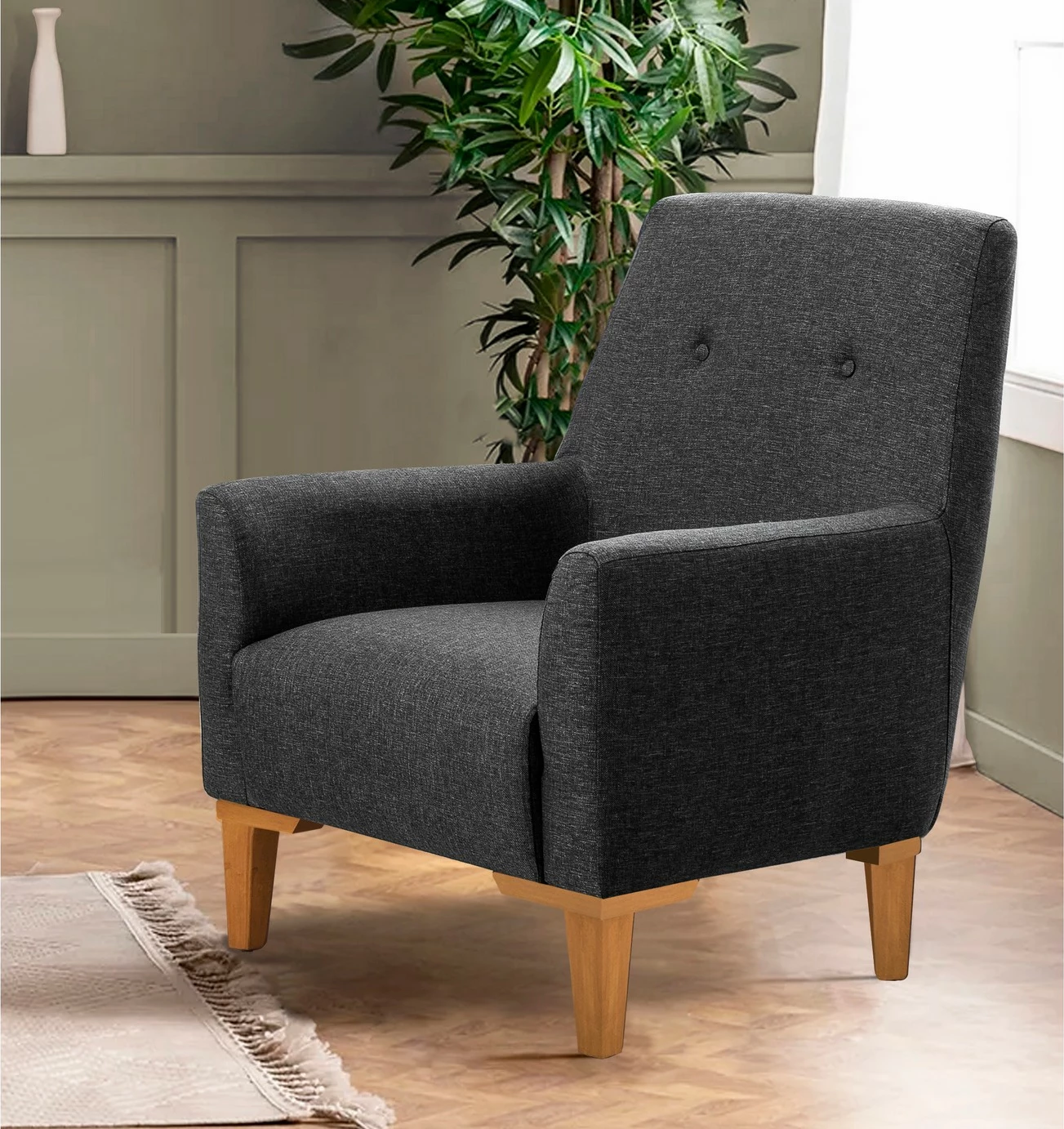 Karrige krahu, ngjyrë antracit, këmbë druri Atlantic Pine, Atelier del Sofa