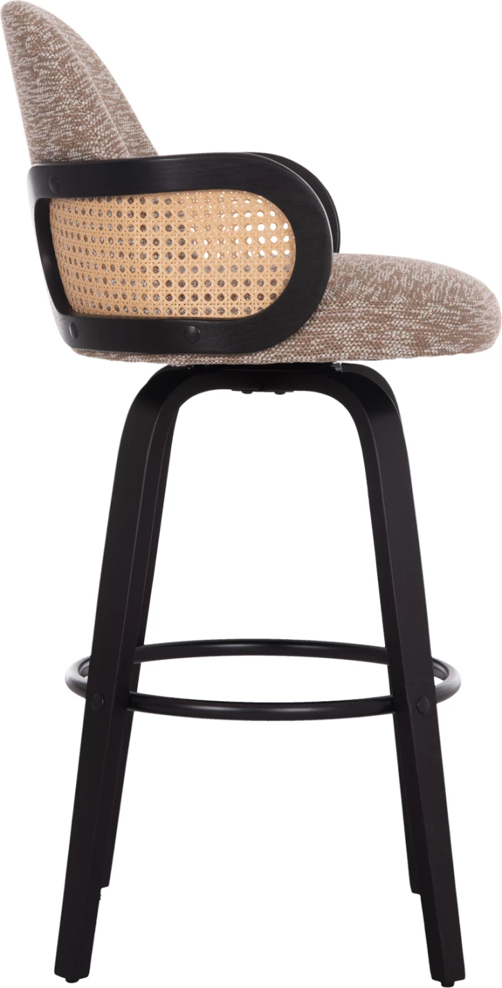 Karrige për bar rrotulluese BECKER, dru i zi, stof kafe, FH18251.03, 50x52x100cm, set prej 2 copë