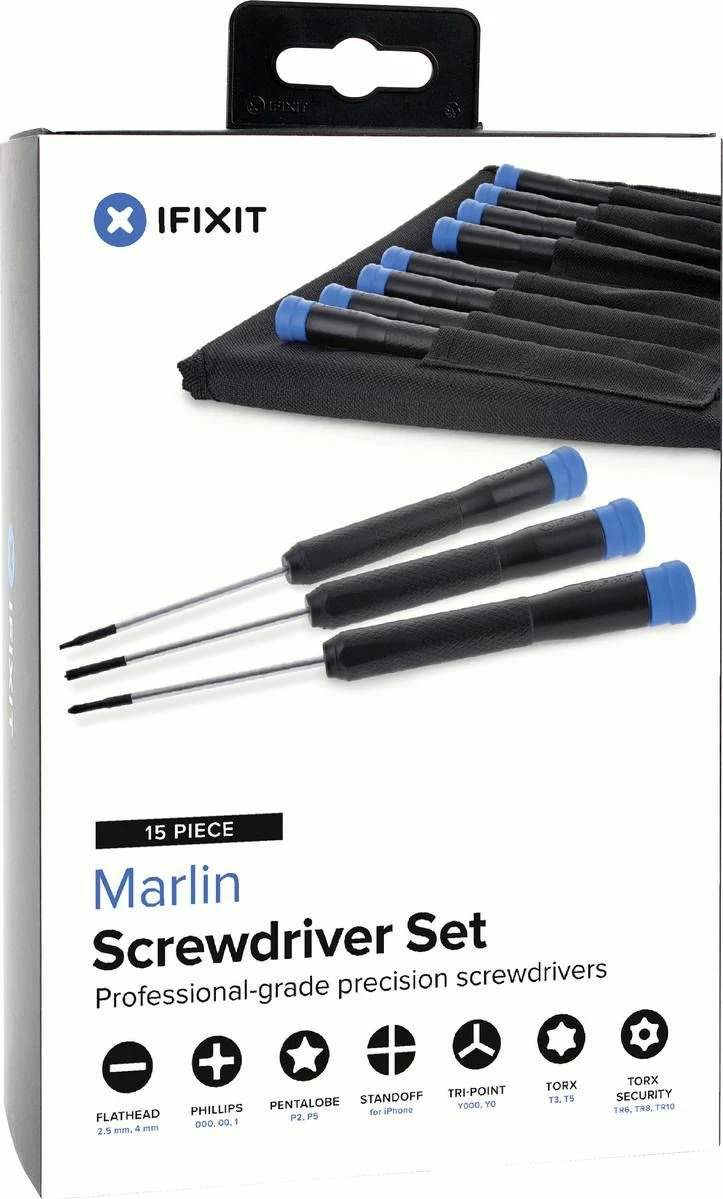 Set kaçavidash precize iFixit Marlin 15 copë (EU145462-1) zi-kaltër