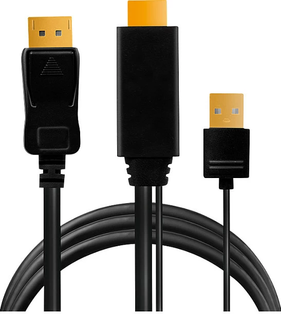 Kabllo adapter HDMI LogiLink, HDMI + USB-A në DisplayPort, 2 m, 4K/30Hz, e zezë