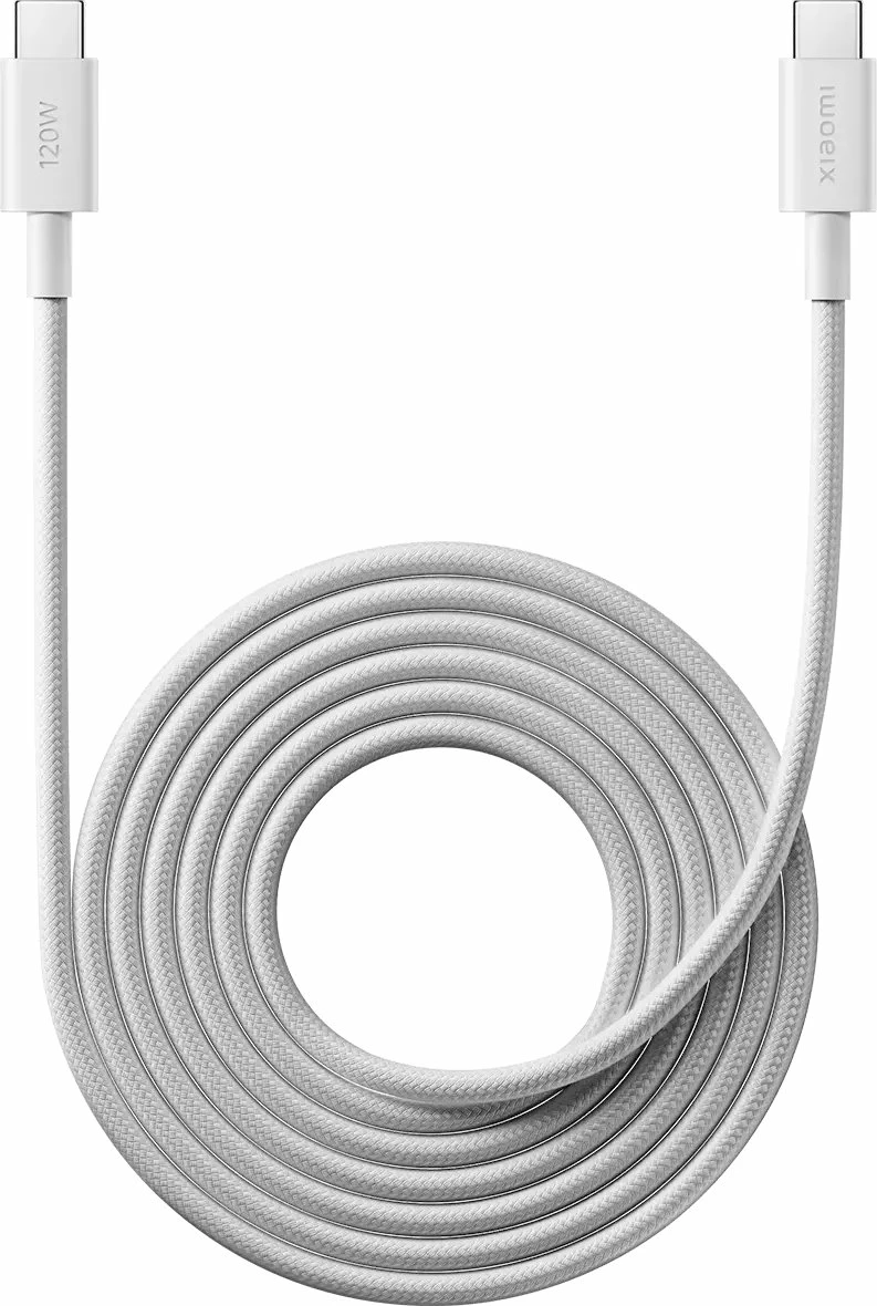 Kabllo USB-C në USB-C Xiaomi 6A (67367) USB4 Gen 3 2m 240W e thurur, e bardhë, 1 copë