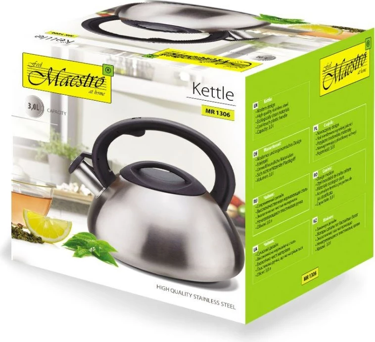 Çajnik jo-elektrik Maestro MR-1306, 3L, inox, dorezë e zezë