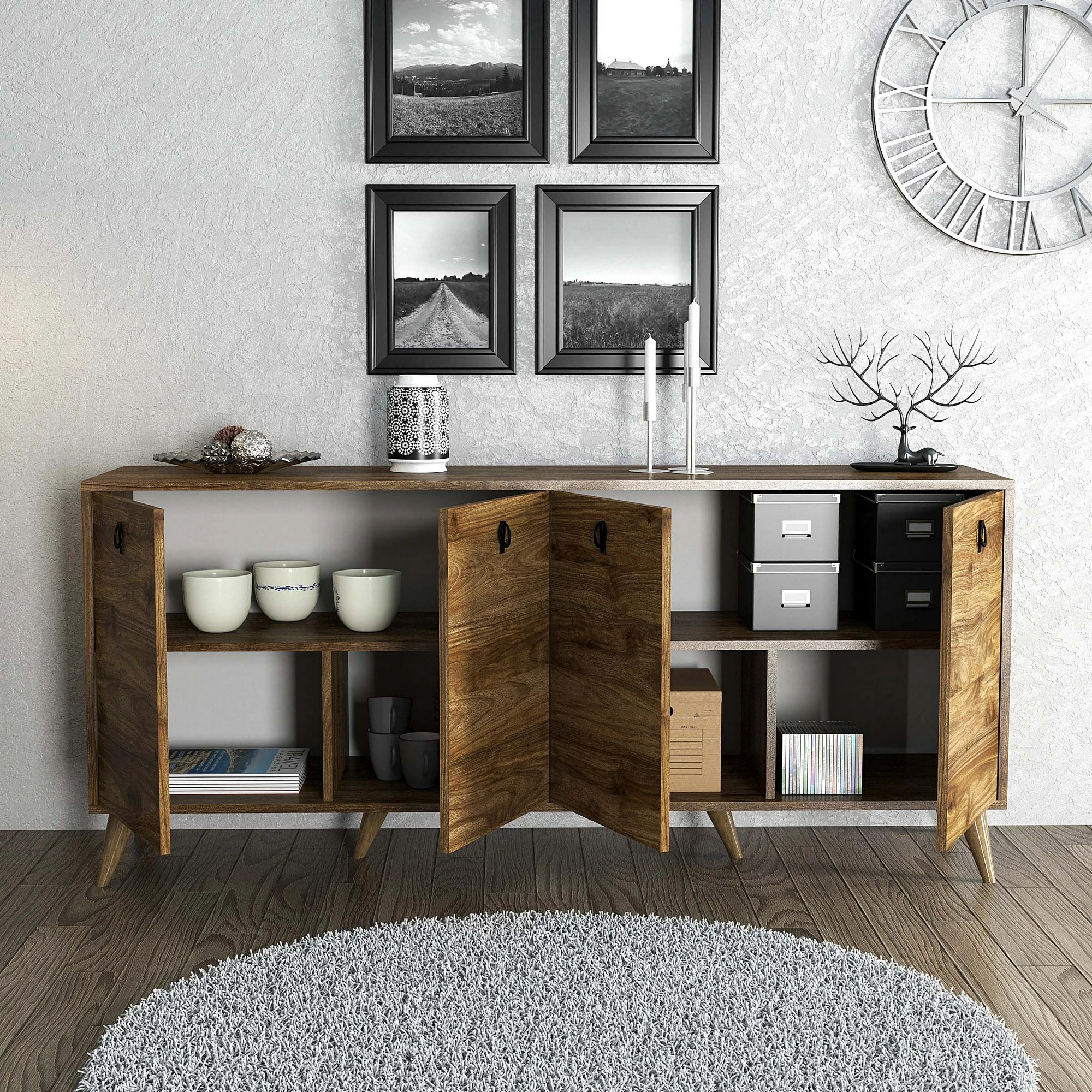 Konsol Elite 1610, ngjyrë arre, Hanah Home