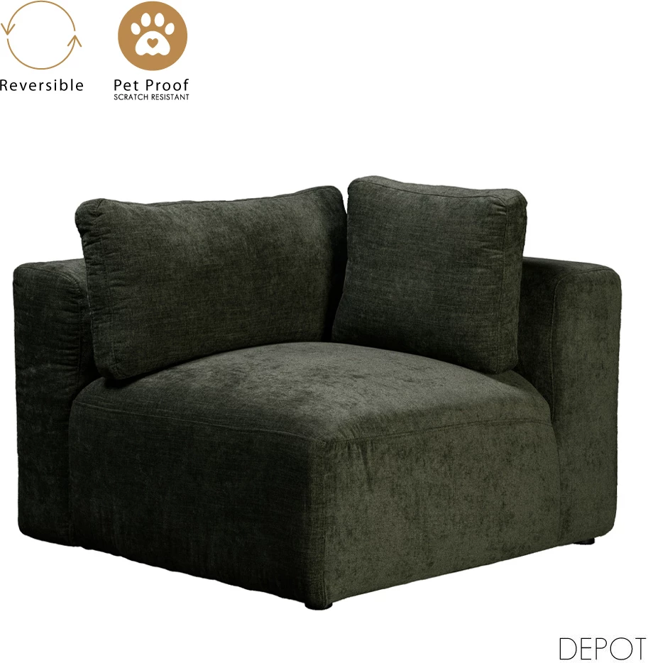 Fotelë këndore BOX me krah të kthyeshëm, ngjyrë ulliri, 107x107x85