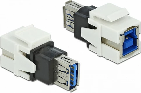 Modul Keystone USB DeLOCK 86394, USB-A femër në USB-B femër, flat, i bardhë