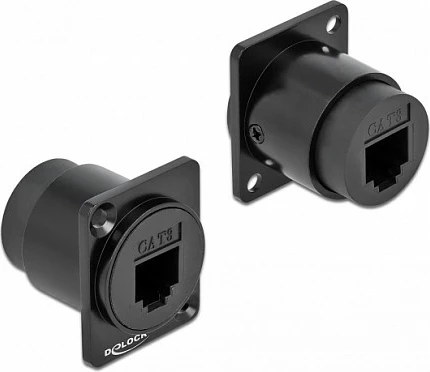 Modul D-Type DeLOCK RJ11 Cat3 femër-femër, i zi