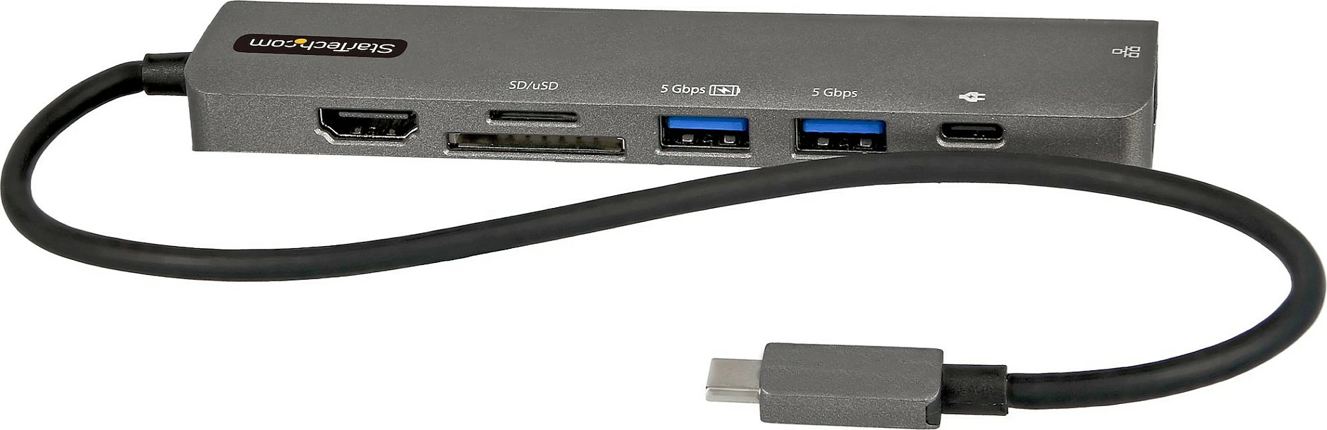 Adapter Hub USB-C StarTech, HDMI 4K 60Hz, Gigabit Ethernet, 100W USB-C PD, SD/microSD, 2x USB-A 5Gbps, i zi/hiri