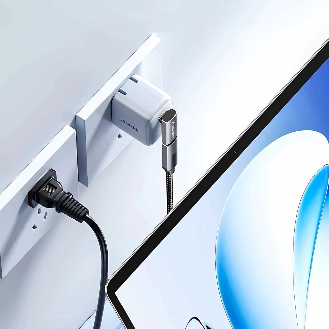 Adapter i kënduar USB-C në USB-C, Wozinsky WPKF-01, Thunderbolt 4 40Gb/s, PD 240W, 8K 60Hz, OTG, gri