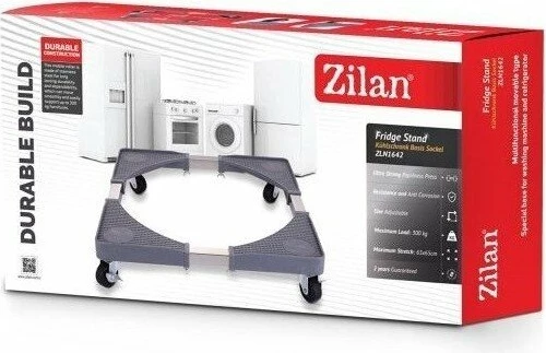 Mbajtëse universale Zilan ZLN1642 për frigorifer dhe lavatriçe, rregullueshme 65×65 cm, me 4 rrota, 300 kg, 10 cm, gri