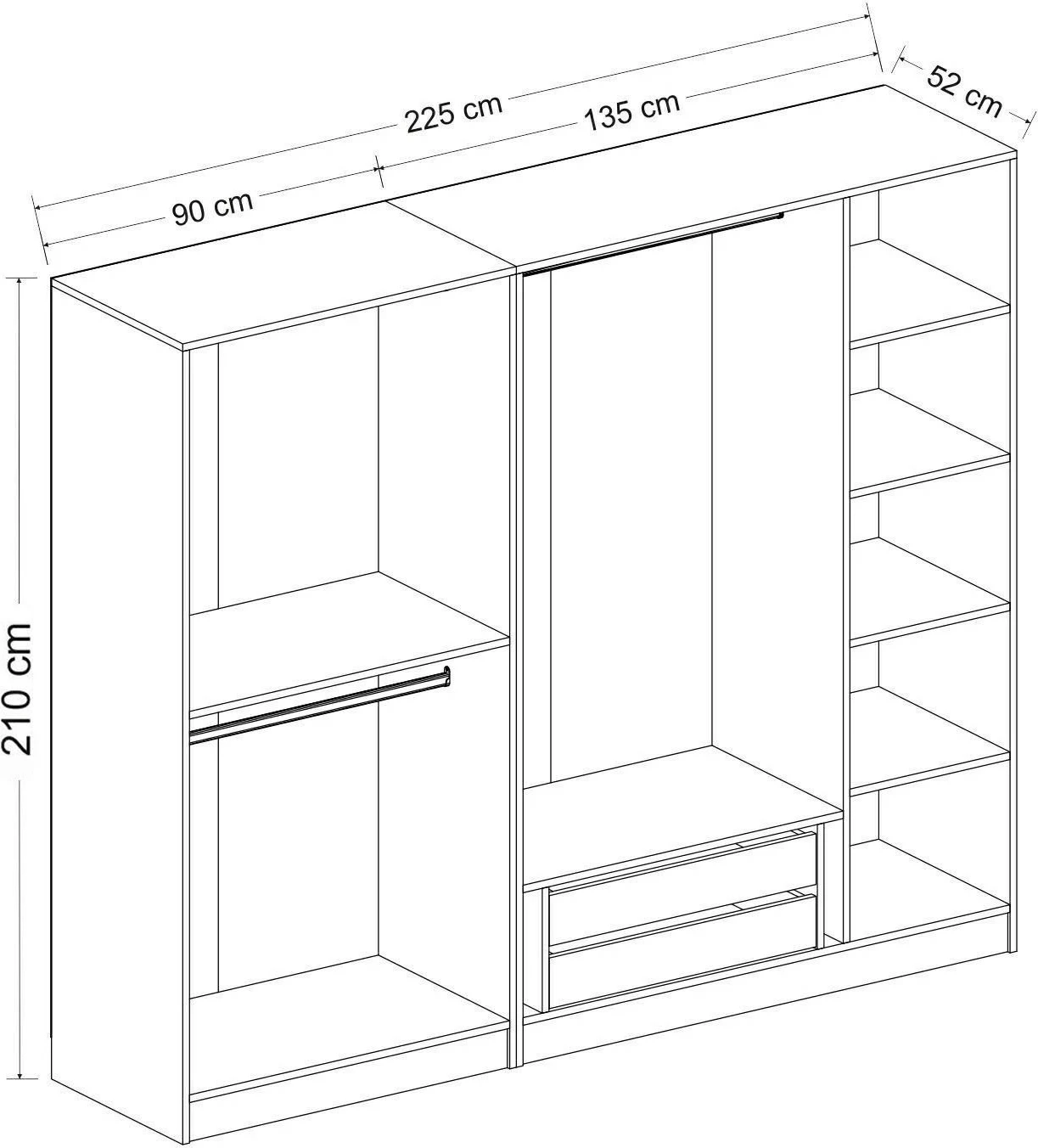 Dollap për dhomë gjumi, ngjyrë fume, Skye Decor, 7649