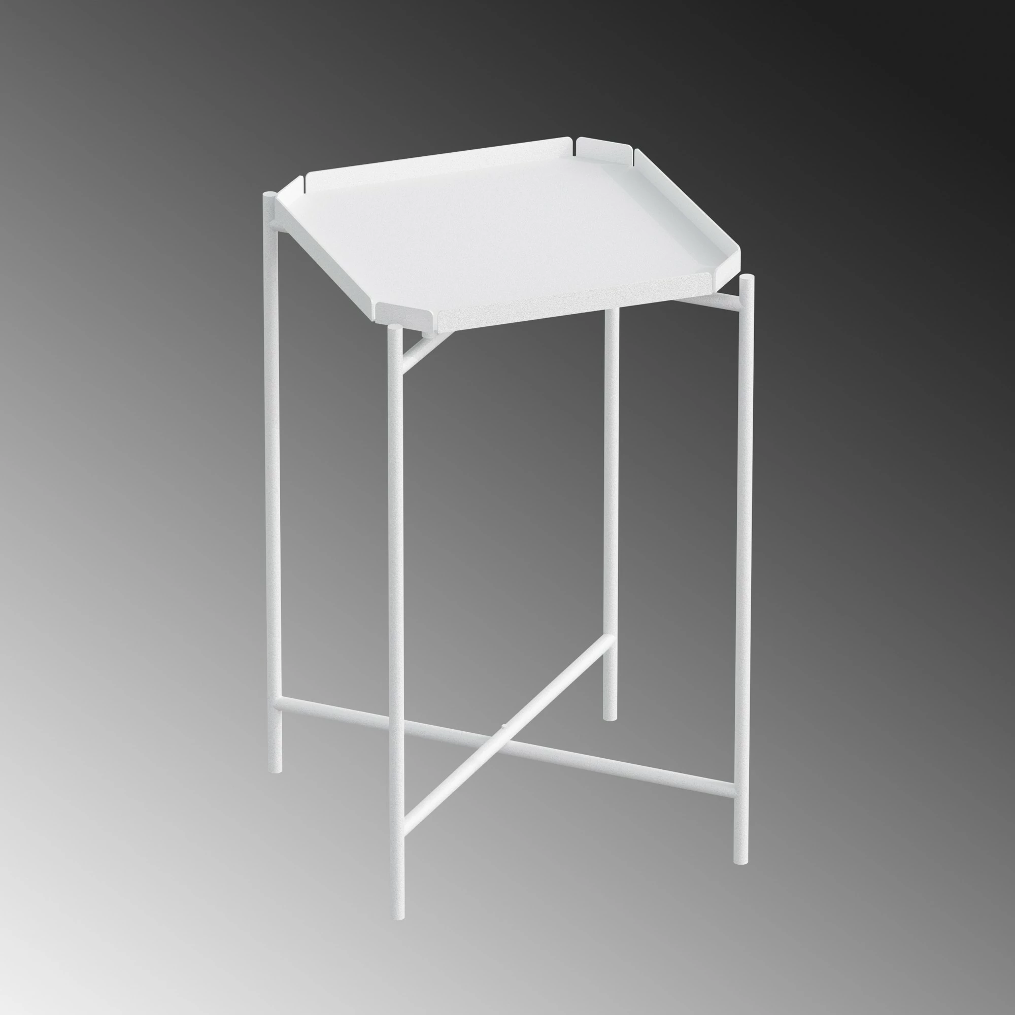 Tavolinë kafeje metalike, e bardhë, Hanah Home, SHB-008-B