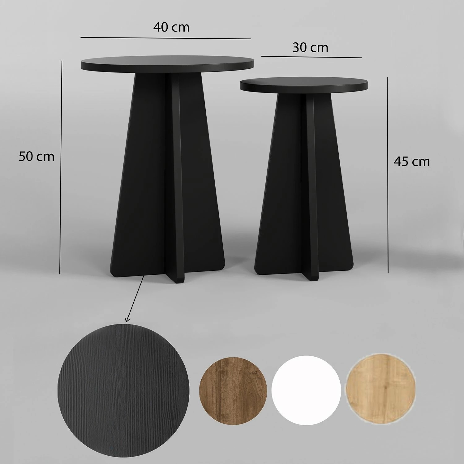 Set tavolinash kafeje Hanah Home, Mushroom 2, e zezë