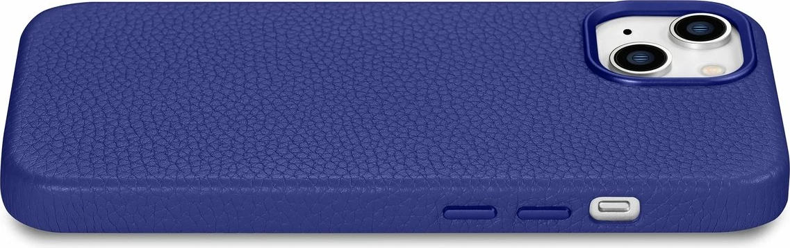 Mbështjellës iCarer Litchi Premium për iPhone 14 me MagSafe, Lëkurë, Blu e errët