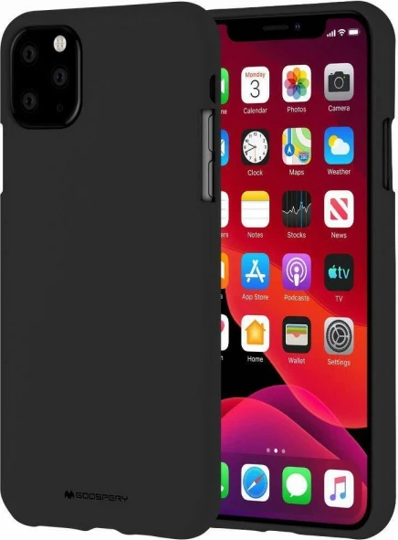 Mbështjellës Goospery Soft Feeling Silicone për iPhone 15 Pro, i zi