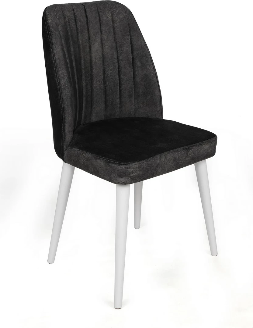 Set karrigash (2 copë), Skye Decor, Alfa-497 V2, kadife antracit, këmbë druri të bardha