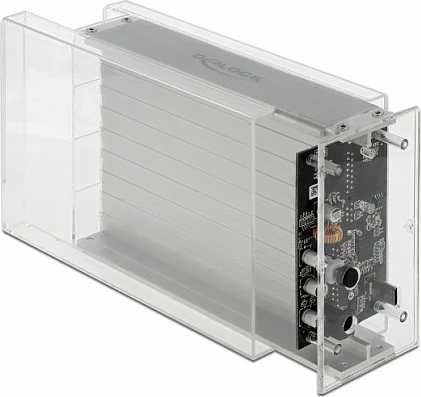 Kasë e jashtme DeLOCK Dual për 2x HDD/SSD SATA 2.5/3.5", USB-C, transparente