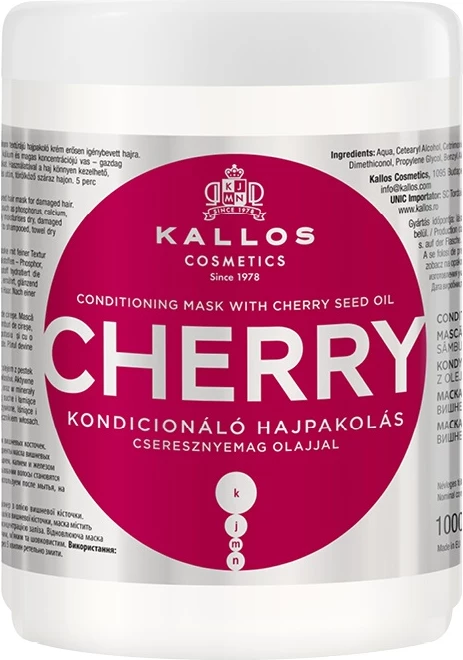 Maskë për flokë Kallos KJMN Cherry Conditioning, për femra, 1000ml