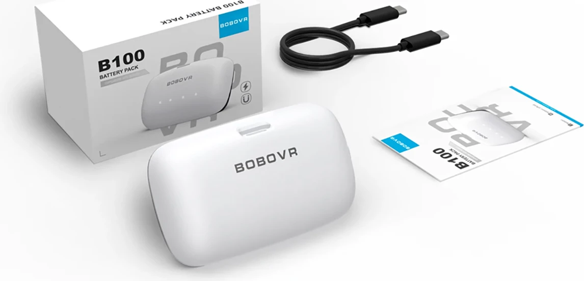 Bateri e jashtme BoboVR B100 10000 mAh për S3 Pro Strap dhe E3 Pro Strap, e bardhë
