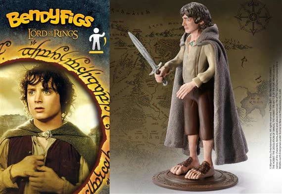 Figurë koleksionuese Noble Collection Bendyfigs Lord of the Rings Frodo Baggins 18 cm, fleksibile, me bazë