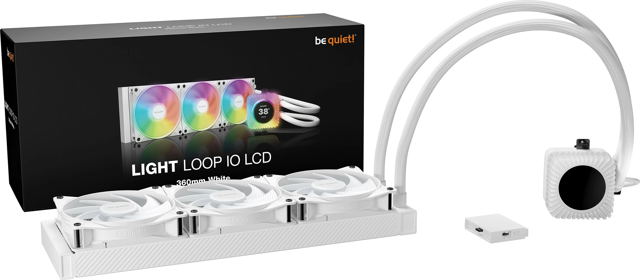 Ftohës uji për CPU be quiet! Light LOOP IO LCD 360mm, 3x120mm PWM RGB, për Intel/AMD, i bardhë