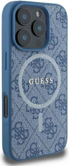 Mbështjellës Guess 4G Ring Classic Logo MagSafe për iPhone 16 Pro, Kaltër