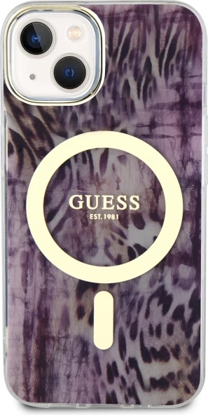 Mbështjellës Guess Leopard MagSafe për iPhone 14, Rozë