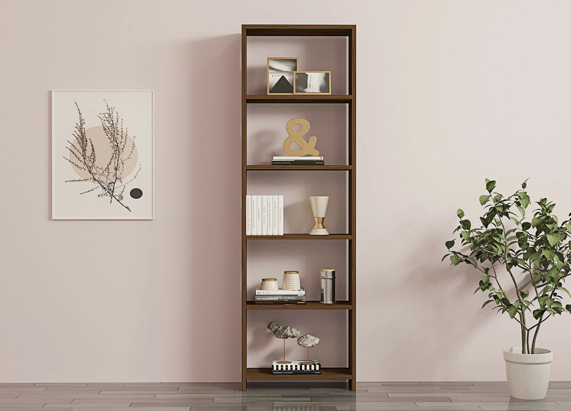 Raft librash Hanah Home, ngjyrë arre, dizajn skandinav, i ri