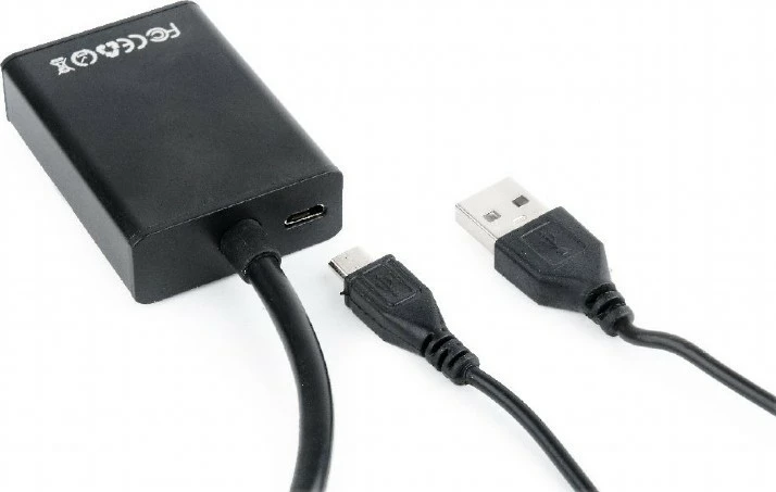 Adapter VGA në HDMI Gembird A-VGA-HDMI-01, 15 cm, i zi