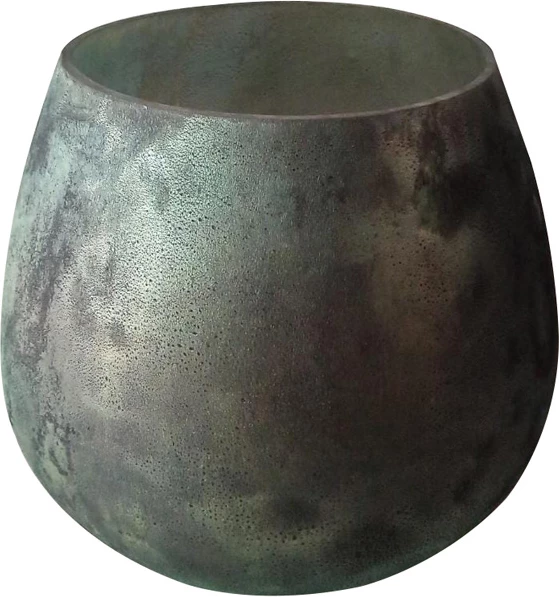 Mbajtëse qirinjsh IREM, xham, ngjyrë ulliri, 18x18x15cm