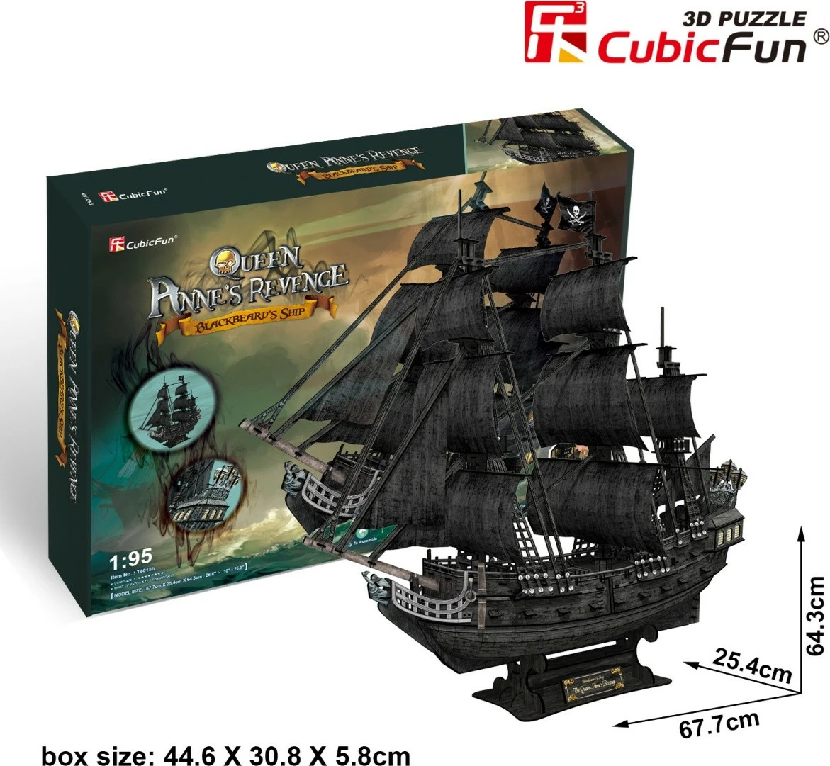 Puzzle 3D Cubic Fun Queen Anne's Revenge, set i madh, 308 pjesë