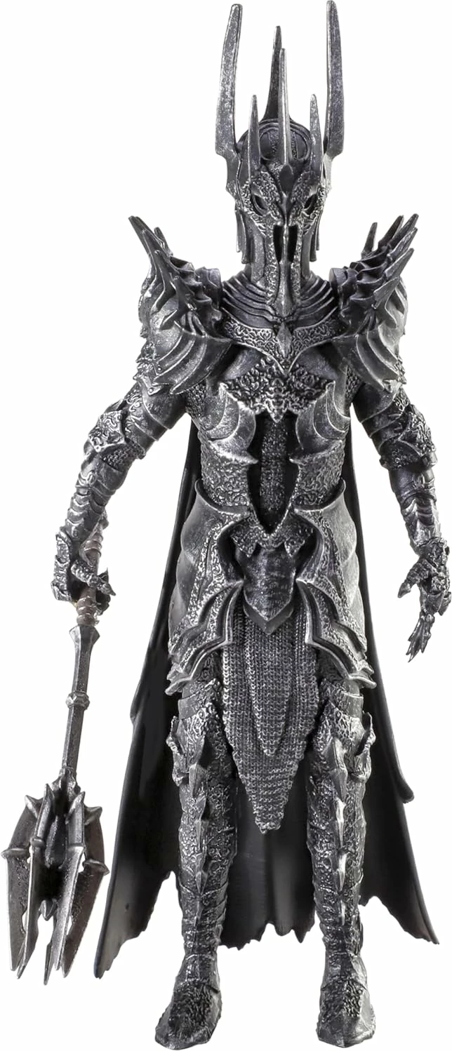 Figurinë e artikuluar NOBLE COLLECTION Bendyfig Sauron 18 cm, gri/zezë, me armë dhe bazë ekspozimi