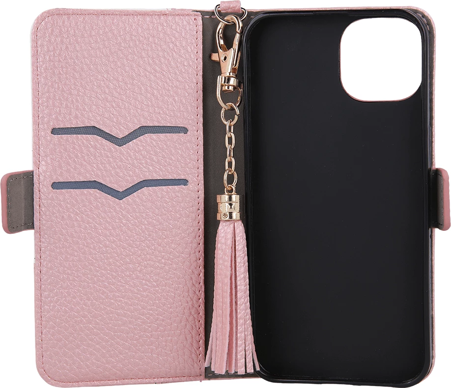 Mbështjellës ONASI Beauty Flip për Xiaomi 13, PU lëkurë, me zinxhir/varëse dhe 2 xhepa për kartela, rozë